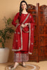 Maroon Silk Blend Solid Embroidered Straight Suit Set PKSKD2250