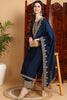 Navy Blue Silk Blend Solid Embroidered Straight Suit Set PKSKD2262