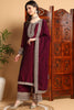 Wine Silk Blend Solid Embroidered Straight Palazzo Bottom Suit Set PKSKD2264