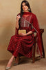 Maroon Silk Blend Solid Woven Design Flared Empire Suit Set PKSKD2295