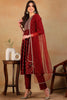 Maroon Silk Blend Solid Woven Design Flared Empire Suit Set PKSKD2295