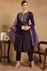 Purple Silk Blend Solid Woven Design Flared Empire Suit Set PKSKD2296