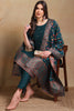 Teal Poly Chanderi Woven Design Straight Suit Set PKSKD2307