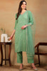 Green Silk Blend Solid Embroidered Straight Suit Set PKSKD2308