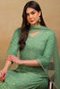 Green Silk Blend Solid Embroidered Straight Suit Set PKSKD2308