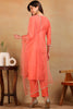 Coral Silk Blend Solid Embroidered Straight Regular Suit Set PKSKD2309