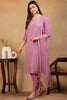 Lavender Silk Blend Solid Embroidered Straight Suit Set PKSKD2310