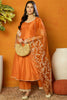 Orange Silk Blend Solid Embroidered Flared Suit Set PKSKD2364