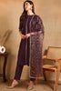 Purple Silk Blend Embroidered Straight Suit Set PKSKD2370