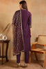 Purple Silk Blend Embroidered Straight Suit Set PKSKD2370