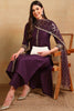 Purple Silk Blend Embroidered Straight Suit Set PKSKD2370