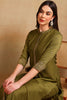 Olive Silk Blend Embroidered Straight Suit Set PKSKD2372