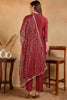 Red Silk Blend Embroidered Straight Suit Set PKSKD2373