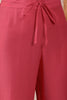 Red Cotton Blend Solid Embroidered A-Line Trouser Bottom Suit Set PKSKD2375