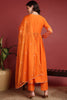 Orange Cotton Blend Solid Embroidered A-Line Suit Set PKSKD2377