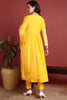 Yellow Cotton Blend Solid Embroidered A-Line Suit Set PKSKD2379