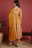 Mustard Silk Blend Floral Printed A-Line Suit Set PKSKD2383