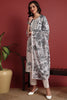 Off White Silk Blend Floral Printed Straight Suit Set PKSKD2391