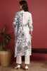 Off White Silk Blend Floral Printed Straight Suit Set PKSKD2391