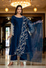 Blue Silk Blend Solid Embroidered Anarkali Kurta Palazzo With Dupatta PKSKD2397