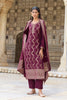 Burgundy Silk Blend Ethnic Motifs Woven Design Straight Suit Set PKSKD2402