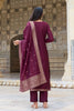 Burgundy Silk Blend Ethnic Motifs Woven Design Straight Suit Set PKSKD2402