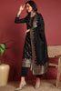 Black Silk Blend Ethnic Motifs Woven Design Straight Suit Set PKSKD2404