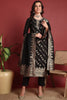 Black Silk Blend Ethnic Motifs Woven Design Straight Suit Set PKSKD2404