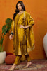 Mustard Silk Blend Ethnic Motifs Woven Design Straight Suit Set PKSKD2406