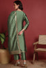 Green Silk Blend Ethnic Motifs Woven Design Straight Suit Set PKSKD2408