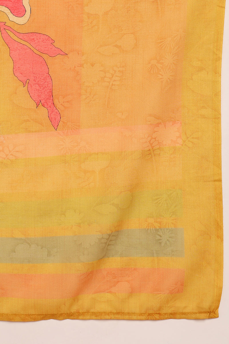 Mustard Yellow Rayon Blend Floral Printed Straight Trouser Suit Set PKSKD2416
