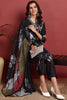 Black Silk Blend Floral Printed Straight Suit Set PKSKD2417