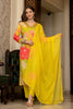 Yellow Rayon Blend Floral Printed Straight Suit Set PKSKD2425