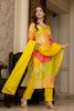 Yellow Rayon Blend Floral Printed Straight Suit Set PKSKD2425