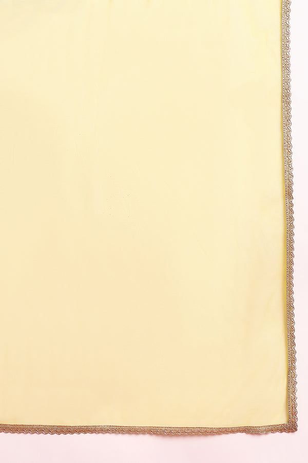 Mustard Silk Blend Solid Embroidered Straight Suit Set PKSKD2434