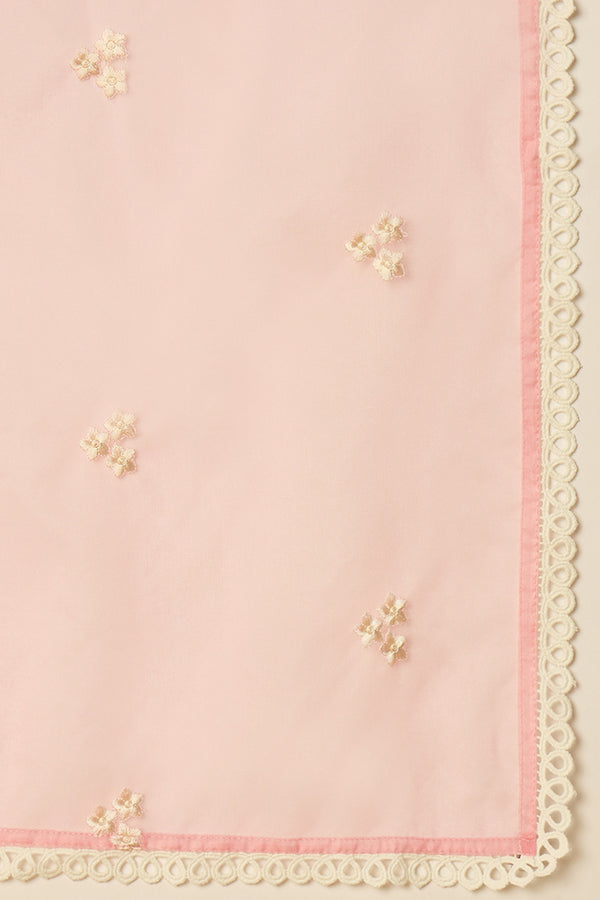 Pink Organza Solid Embroidered A-Line Dhoti Style Suit Set PKSKD2439