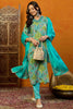 Blue Cotton Blend Bandhani Printed Straight Suit Set PKSKD2441