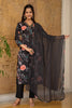 Black Rayon Blend Floral Printed Straight Suit Set PKSKD2466