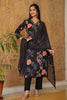 Black Rayon Blend Floral Printed Straight Suit Set PKSKD2466