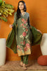 Olive Rayon Blend Floral Printed Straight Suit Set PKSKD2468