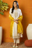 White Silk Blend Solid Embroidered Straight Suit Set PKSKD2471