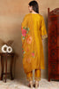 Mustard Yellow Silk Blend Solid Embroidered Straight Trouser Bottom Suit Set PKSKD2475