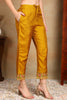 Mustard Yellow Silk Blend Solid Embroidered Straight Trouser Bottom Suit Set PKSKD2475