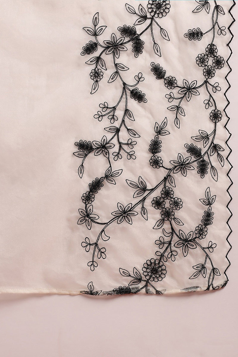 White Silk Blend Solid Embroidered Anarkali Kurta Trouse With Dupaata HOPPKSKD2489