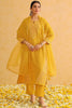 Mustard Yellow Silk Blend Solid Yoke Design Straight Suit Set PKSKD2501YLW