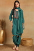 Teal Green Embroidered Viscose Rayon Straight Suit Set PKSKD2504GRN