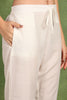 White Silk Blend Embroidered Thread Work A-Line Trouser Suit Set PKSKD2508WHT