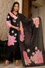 Black Rayon Blend Floral Printed Straight Trouser Suit Set PKSKD2514BLK