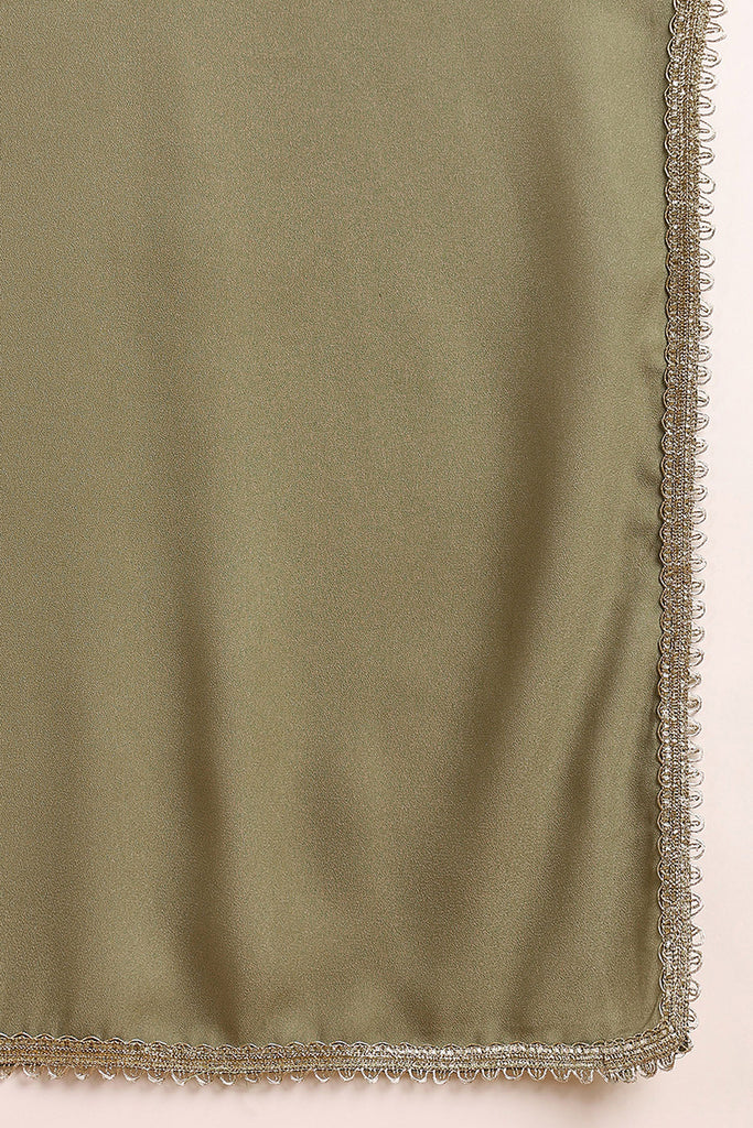 Olive Green Georgette Embroidered A-Line Palazzo Bottom Suit Set PKSKD2521OLV