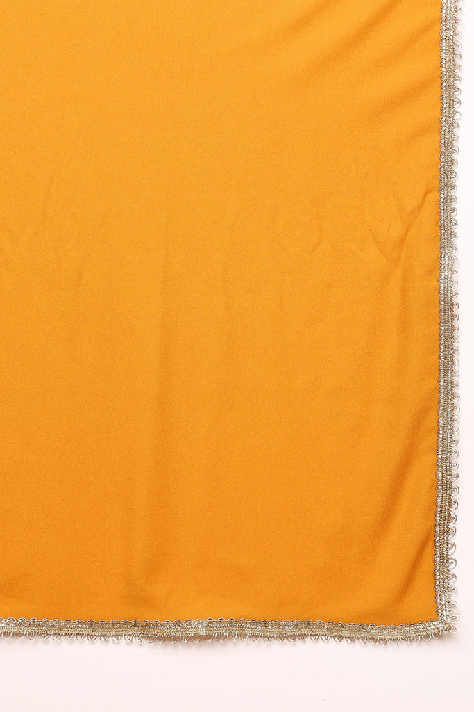 Mustard Yellow Georgette Embroidered A-Line Palazzo Bottom Suit Set PKSKD2521YLW